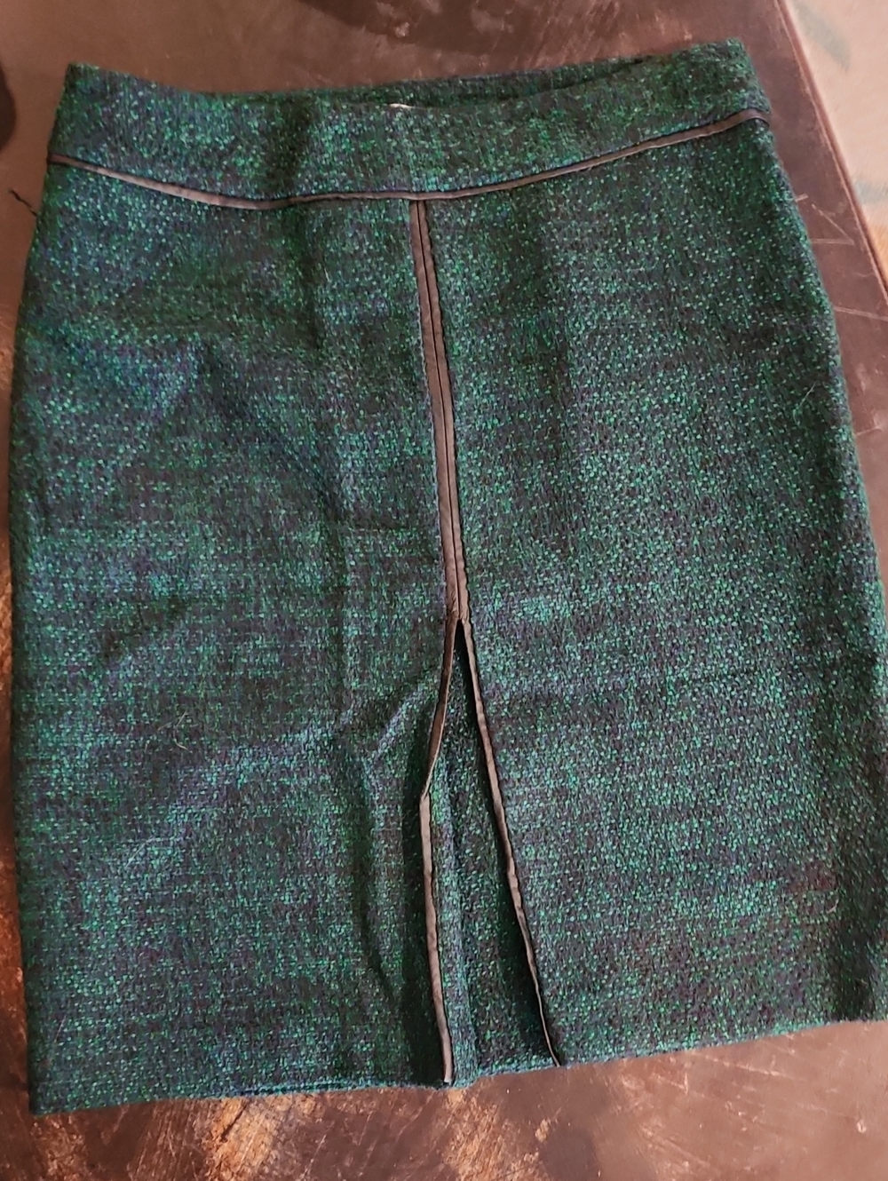 Liz Claiborne Dark Green Tweed Pencil Skirt with Front Slit